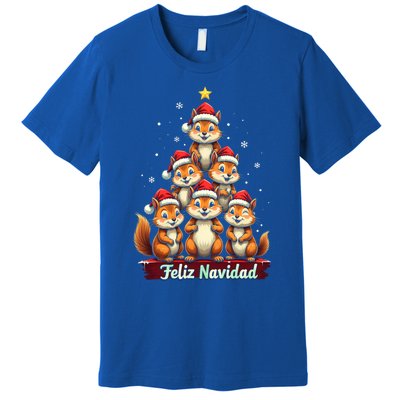 Feliz Navidad Xmas Funny Squirrel Lover Christmas Tree Great Gift Premium T-Shirt