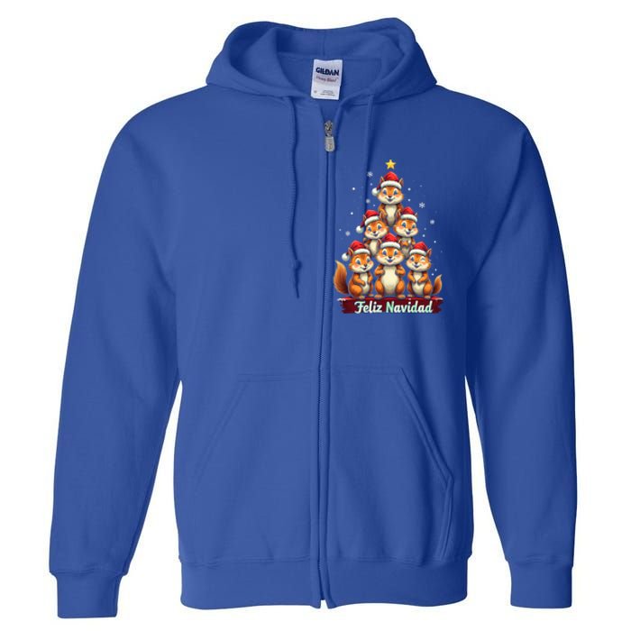 Feliz Navidad Xmas Funny Squirrel Lover Christmas Tree Great Gift Full Zip Hoodie