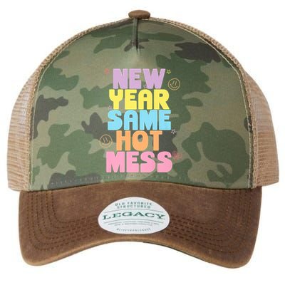 Funny New Years Eve Tee, New Year Same Hot Mess, Sarcastic Legacy Tie Dye Trucker Hat