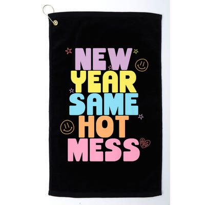 Funny New Years Eve Tee, New Year Same Hot Mess, Sarcastic Golf Towel