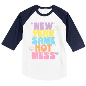 Funny New Years Eve Tee, New Year Same Hot Mess, Sarcastic Baseball Sleeve Shirt