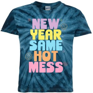 Funny New Years Eve Tee, New Year Same Hot Mess, Sarcastic Kids Tie-Dye T-Shirt