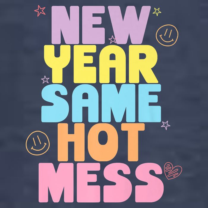 Funny New Years Eve Tee, New Year Same Hot Mess, Sarcastic Vector Backpack