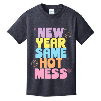 Funny New Years Eve Tee, New Year Same Hot Mess, Sarcastic Kids T-Shirt