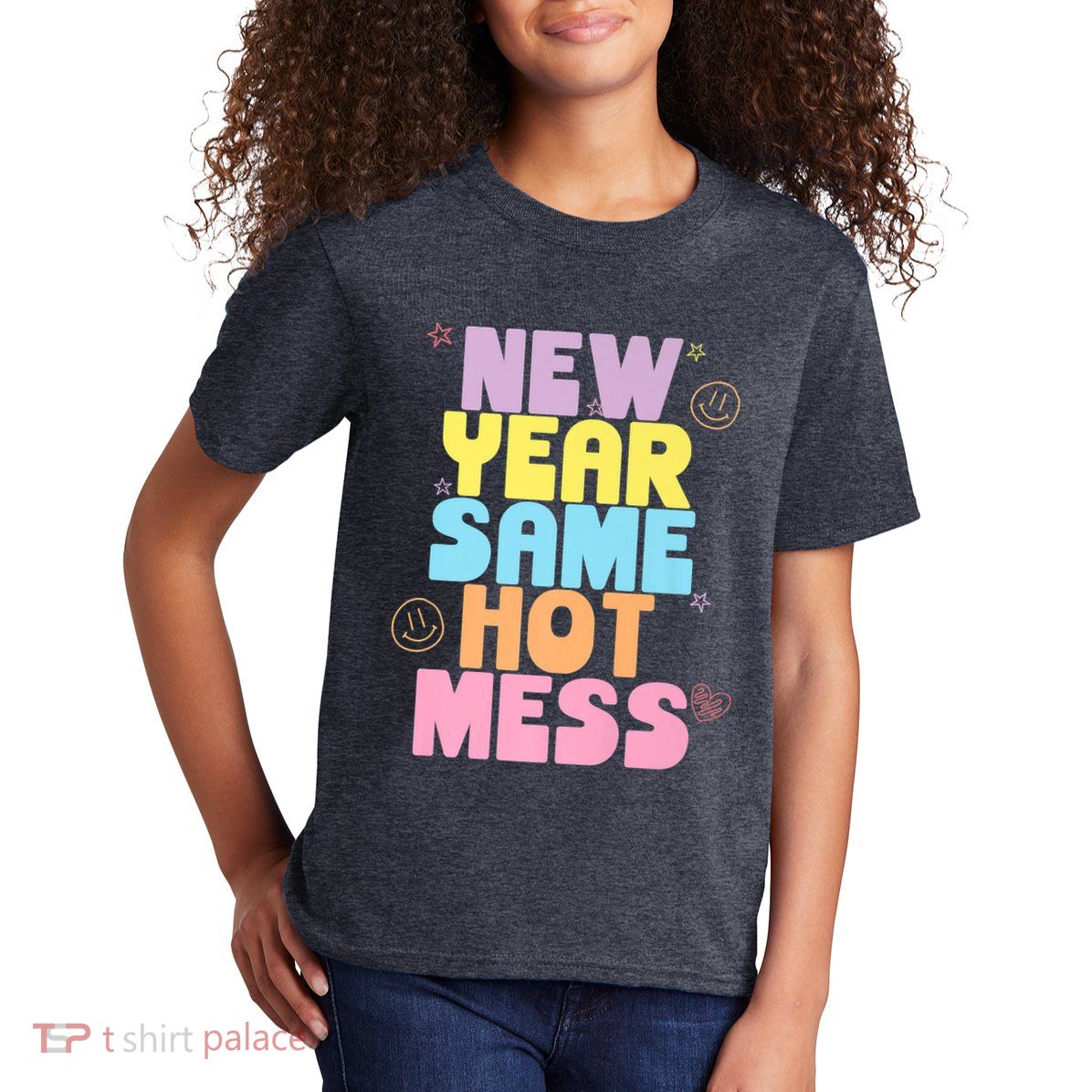 Funny New Years Eve Tee, New Year Same Hot Mess, Sarcastic Kids T-Shirt