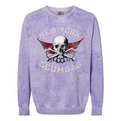 Funny New York Scumbag Vintage Distressed Biker Style Colorblast Crewneck Sweatshirt