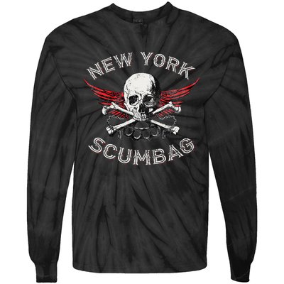 Funny New York Scumbag Vintage Distressed Biker Style Tie-Dye Long Sleeve Shirt