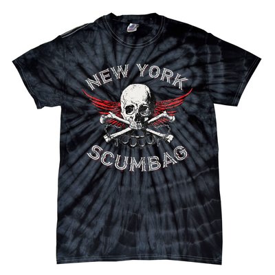 Funny New York Scumbag Vintage Distressed Biker Style Tie-Dye T-Shirt