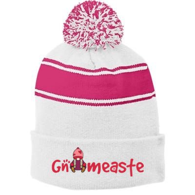 Funny Namaste Yoga Lover Gnome Gift Stripe Pom Pom Beanie