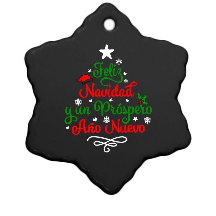 Feliz Navidad Y Prospero Ano Nuevo Mexican Christmas Ceramic Star Ornament