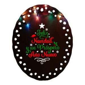 Feliz Navidad Y Prospero Ano Nuevo Mexican Christmas Ceramic Oval Ornament