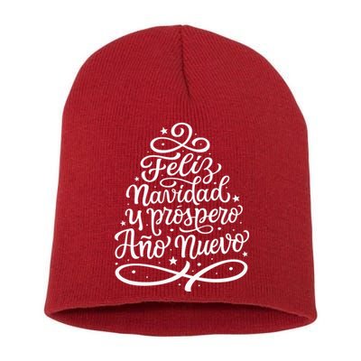 Feliz Navidad Y Prospero Ano Nuevo Short Acrylic Beanie
