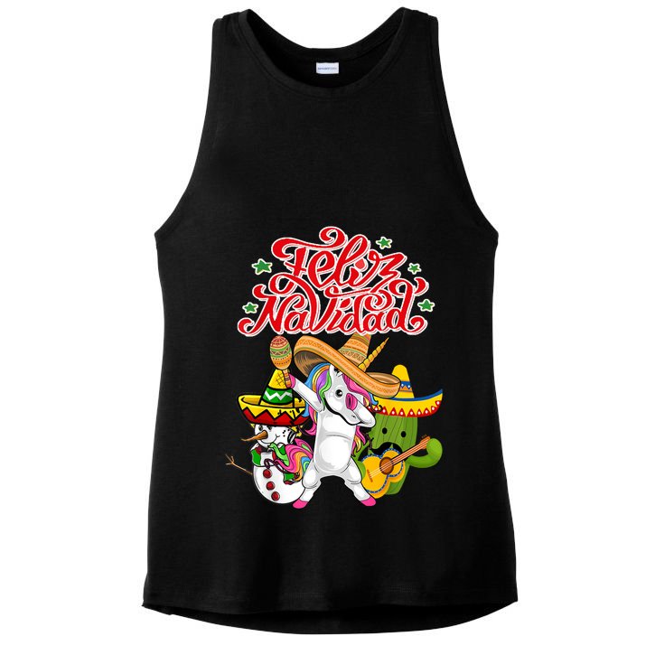 Feliz Navidad Y Prospero Ano Nuevo Ladies PosiCharge Tri-Blend Wicking Tank
