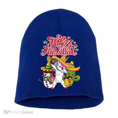 Feliz Navidad Y Prospero Ano Nuevo Short Acrylic Beanie