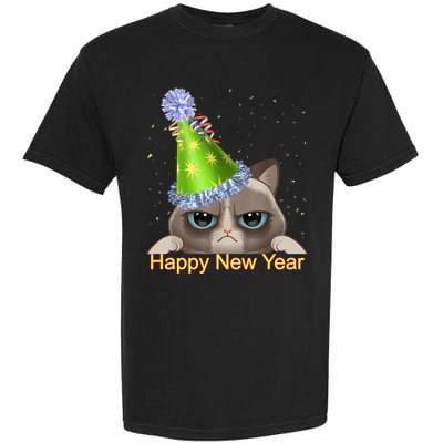 Funny New YearS Eve Cat Party Hat Garment-Dyed Heavyweight T-Shirt