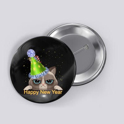 Funny New YearS Eve Cat Party Hat Button