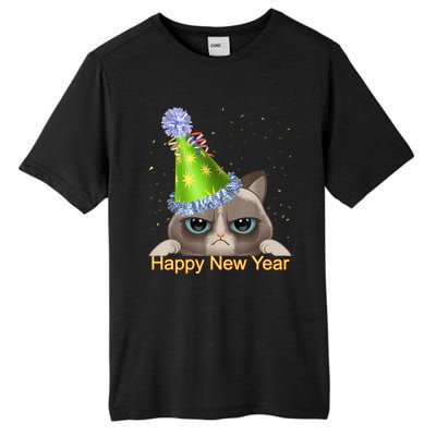 Funny New YearS Eve Cat Party Hat Tall Fusion ChromaSoft Performance T-Shirt