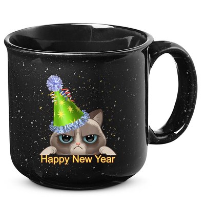 Funny New YearS Eve Cat Party Hat 15oz Campfire Ceramic Mug