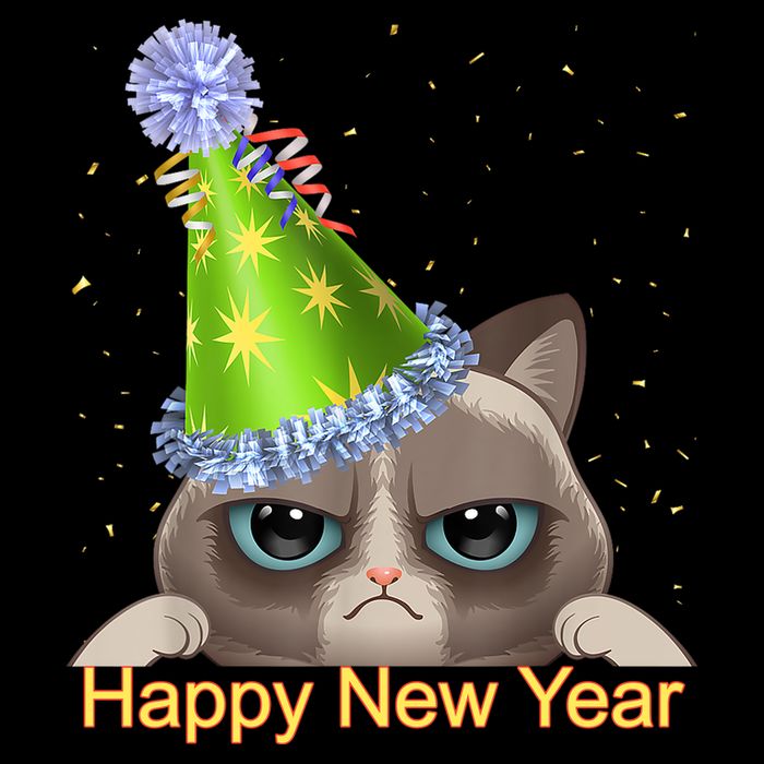 Funny New YearS Eve Cat Party Hat Drawstring Bag