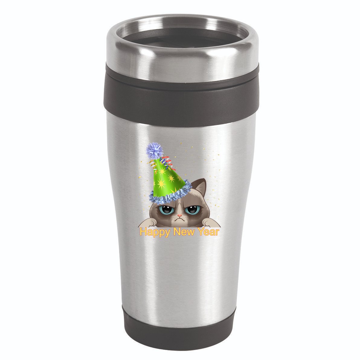 Funny New YearS Eve Cat Party Hat 16oz Travel Tumbler