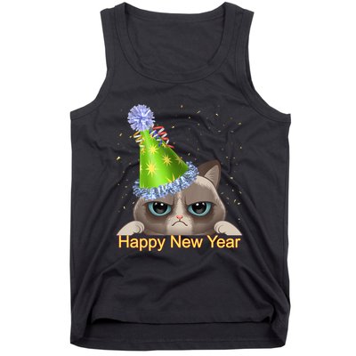 Funny New YearS Eve Cat Party Hat Tank Top