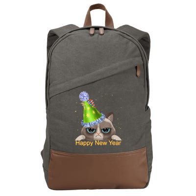 Funny New YearS Eve Cat Party Hat Cotton Canvas Backpack