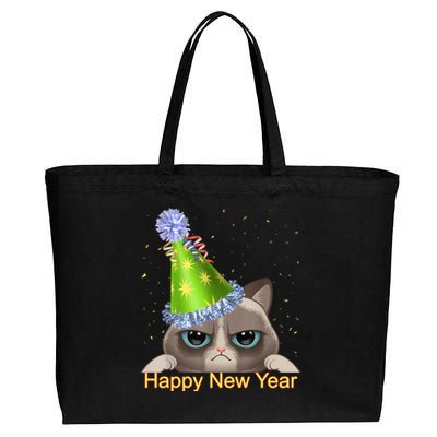 Funny New YearS Eve Cat Party Hat Cotton Canvas Jumbo Tote