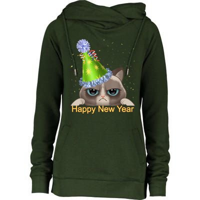 Funny New YearS Eve Cat Party Hat Womens Funnel Neck Pullover Hood