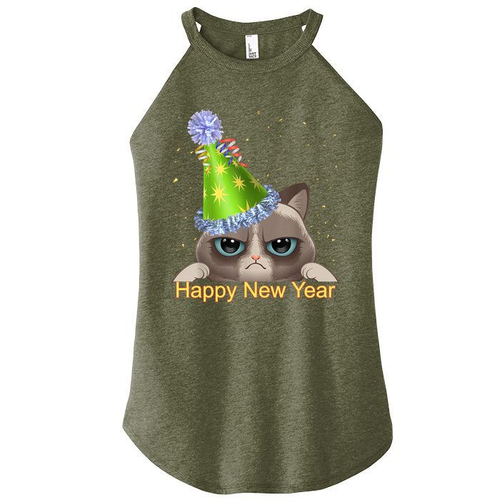 Funny New YearS Eve Cat Party Hat Women's Perfect Tri Rocker Tank