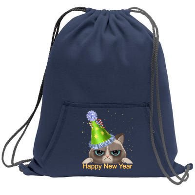 Funny New YearS Eve Cat Party Hat Sweatshirt Cinch Pack Bag