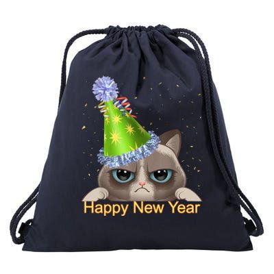 Funny New YearS Eve Cat Party Hat Drawstring Bag