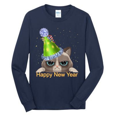 Funny New YearS Eve Cat Party Hat Tall Long Sleeve T-Shirt