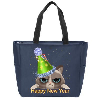 Funny New YearS Eve Cat Party Hat Zip Tote Bag