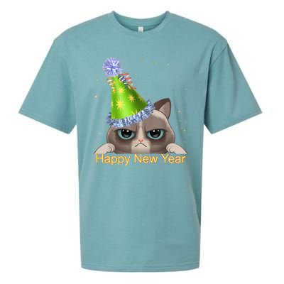 Funny New YearS Eve Cat Party Hat Sueded Cloud Jersey T-Shirt