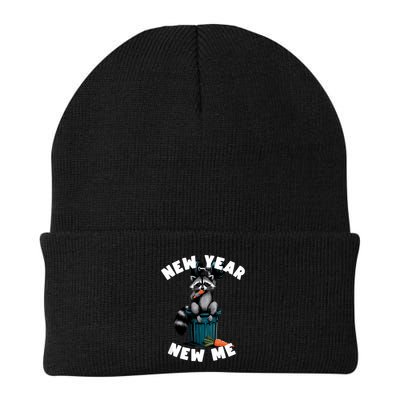Funny New Year New Me. Raccoon Trash Panda Carrot & Dumbbell Knit Cap Winter Beanie