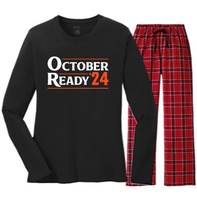 Funny October 24 We Ready Baseball Women's Long Sleeve Flannel Pajama Set 