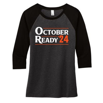 Funny October 24 We Ready Baseball Women's Tri-Blend 3/4-Sleeve Raglan Shirt