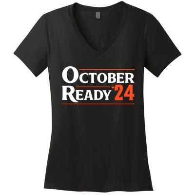 Funny October 24 We Ready Baseball Women's V-Neck T-Shirt