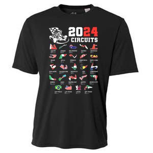 Formula One 2024 Calendar For Race Car Fan Circuits Race Cooling Performance Crew T-Shirt