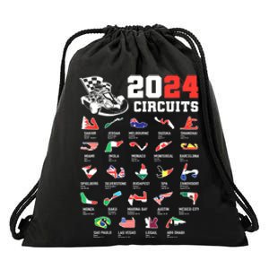 Formula One 2024 Calendar For Race Car Fan Circuits Race Drawstring Bag