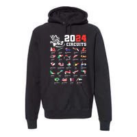 Formula One 2024 Calendar For Race Car Fan Circuits Race Premium Hoodie