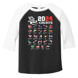 Formula One 2024 Calendar For Race Car Fan Circuits Race Toddler Fine Jersey T-Shirt