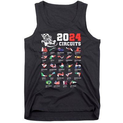 Formula One 2024 Calendar For Race Car Fan Circuits Race Tank Top