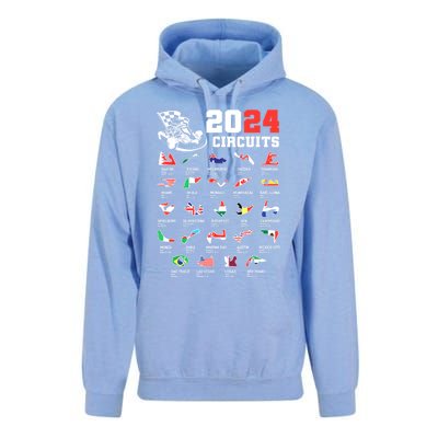 Formula One 2024 Calendar For Race Car Fan Circuits Race Unisex Surf Hoodie