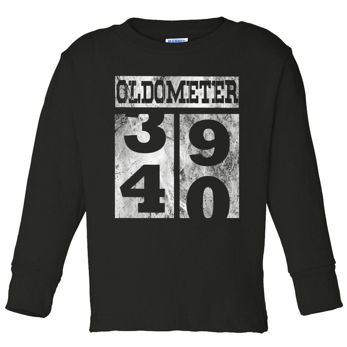 Funny Oldometer 40 years Shirt 40th Birthday Gift m.e.n Wom.e.n Toddler Long Sleeve Shirt