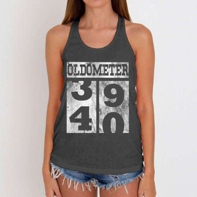 Funny Oldometer 40 years Shirt 40th Birthday Gift m.e.n Wom.e.n Women's Knotted Racerback Tank