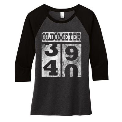 Funny Oldometer 40 years Shirt 40th Birthday Gift m.e.n Wom.e.n Women's Tri-Blend 3/4-Sleeve Raglan Shirt