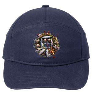 Feast Of 7 Fish Christmas Wreath With Buck 7-Panel Snapback Hat