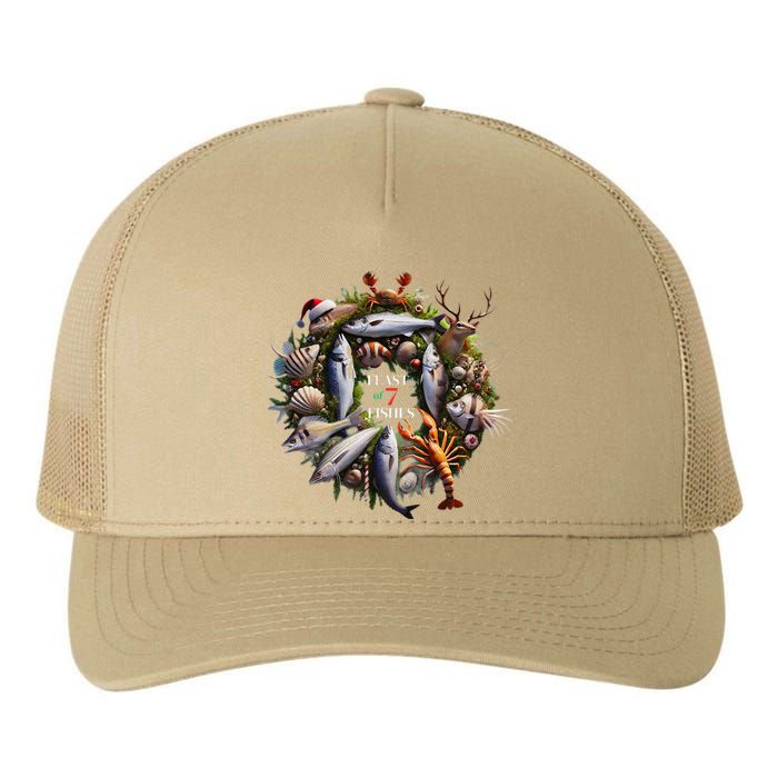 Feast Of 7 Fish Christmas Wreath With Buck Yupoong Adult 5-Panel Trucker Hat