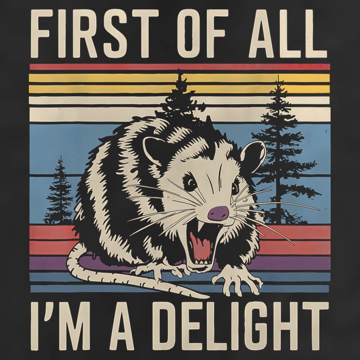 First Of All I’M A Delight Sarcastic Angry Opossum Possum Garment-Dyed Fleece Hoodie